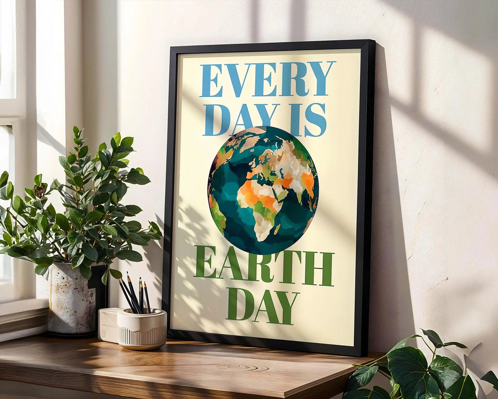 Earth Day Globe Illustration | Eco-Friendly Home Decor Poster wall art print, modern home decor, unframed artwork by Nomad & Nest
