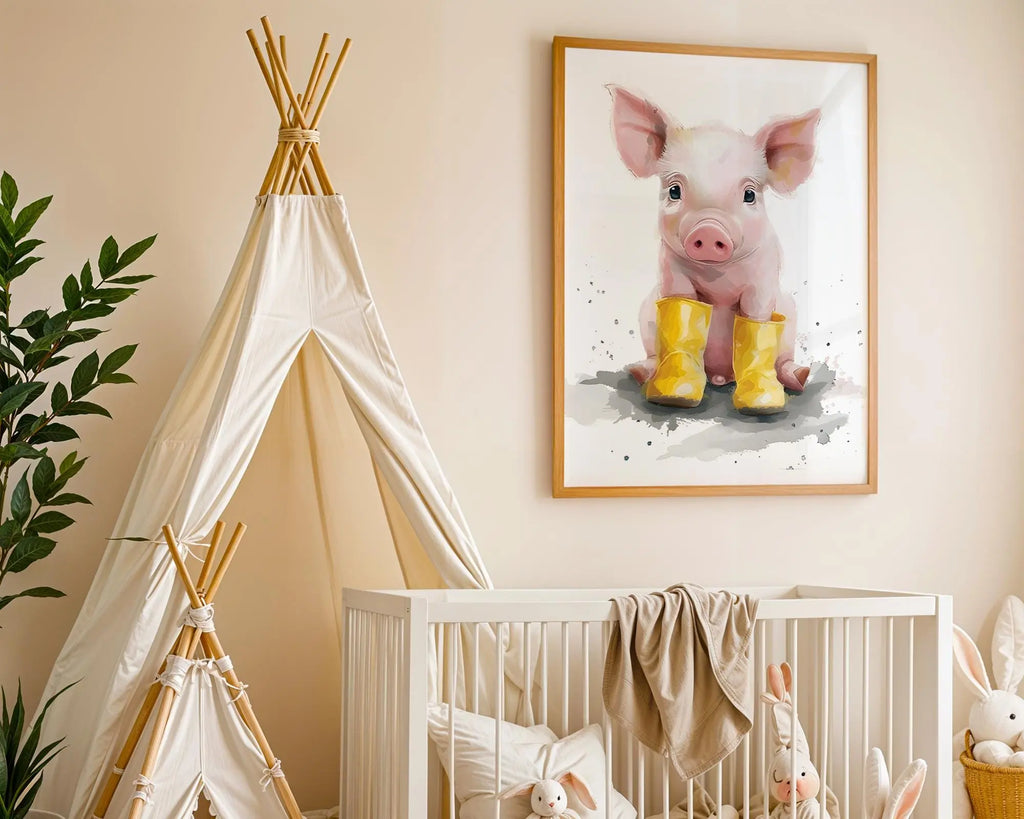 Playroom Ideas | Pig Nursery Wall Art | Farm Animal Baby Illustration wall art print, modern home decor, unframed artwork by Nomad & Nest