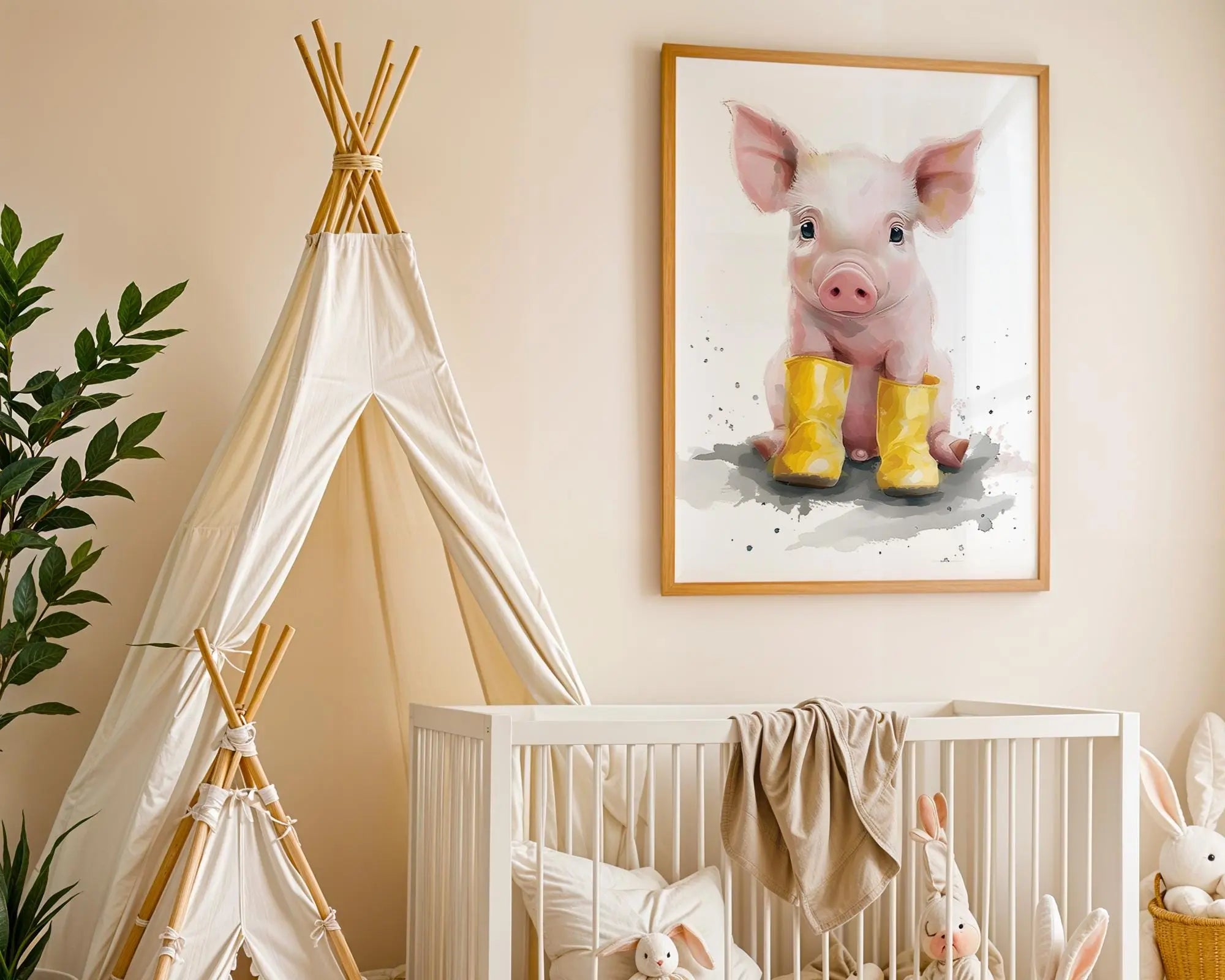Playroom Ideas | Pig Nursery Wall Art | Farm Animal Baby Illustration wall art print, modern home decor, unframed artwork by Nomad & Nest