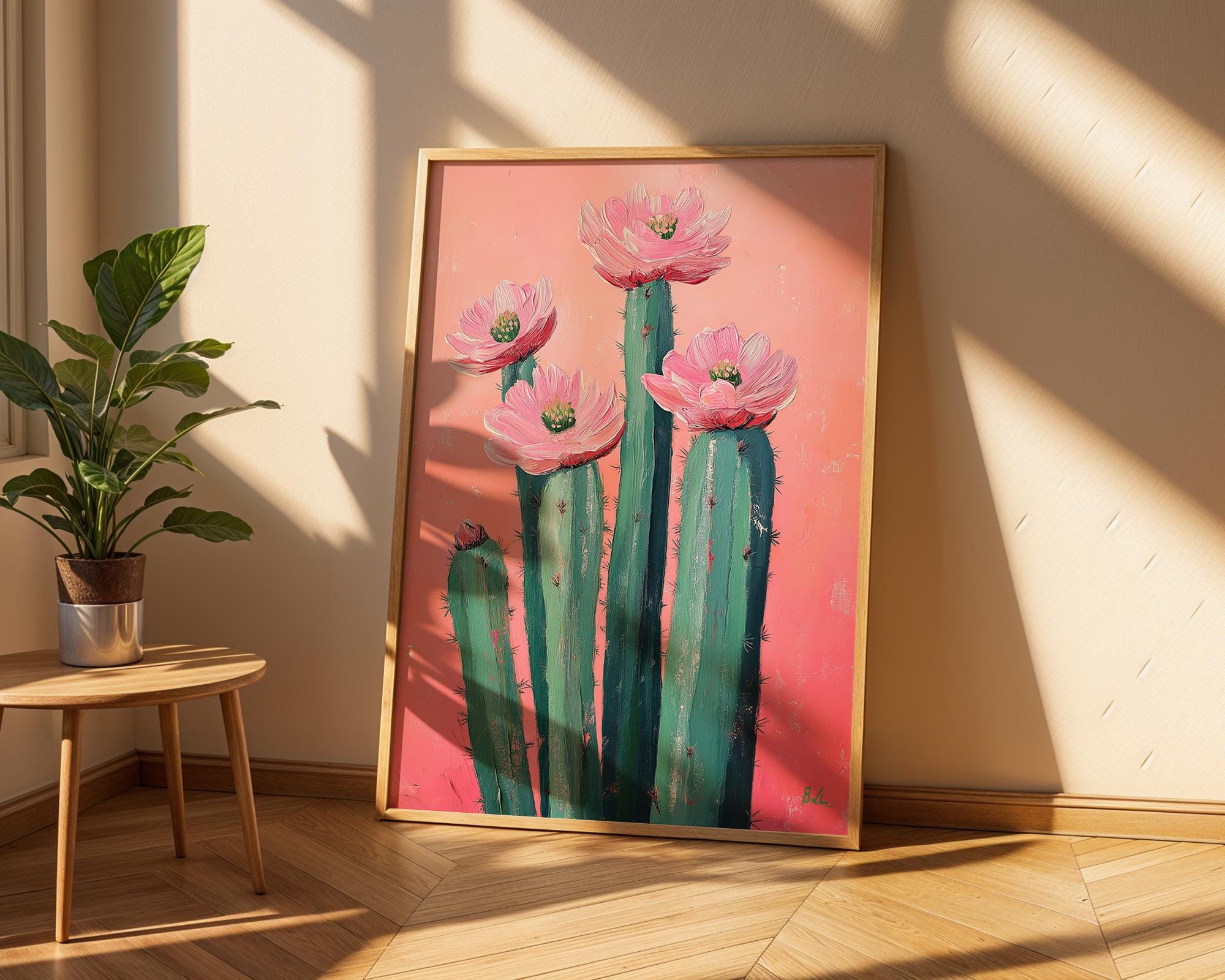 Pink Cactus Flower Print | Botanical Desert Wall Art wall art print, modern home decor, unframed artwork by Nomad & Nest