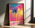 Modern Pop Art | Abstract Palm Tree Print | Colourful Sunset Beach wall art print, modern home decor, unframed artwork by Nomad & Nest