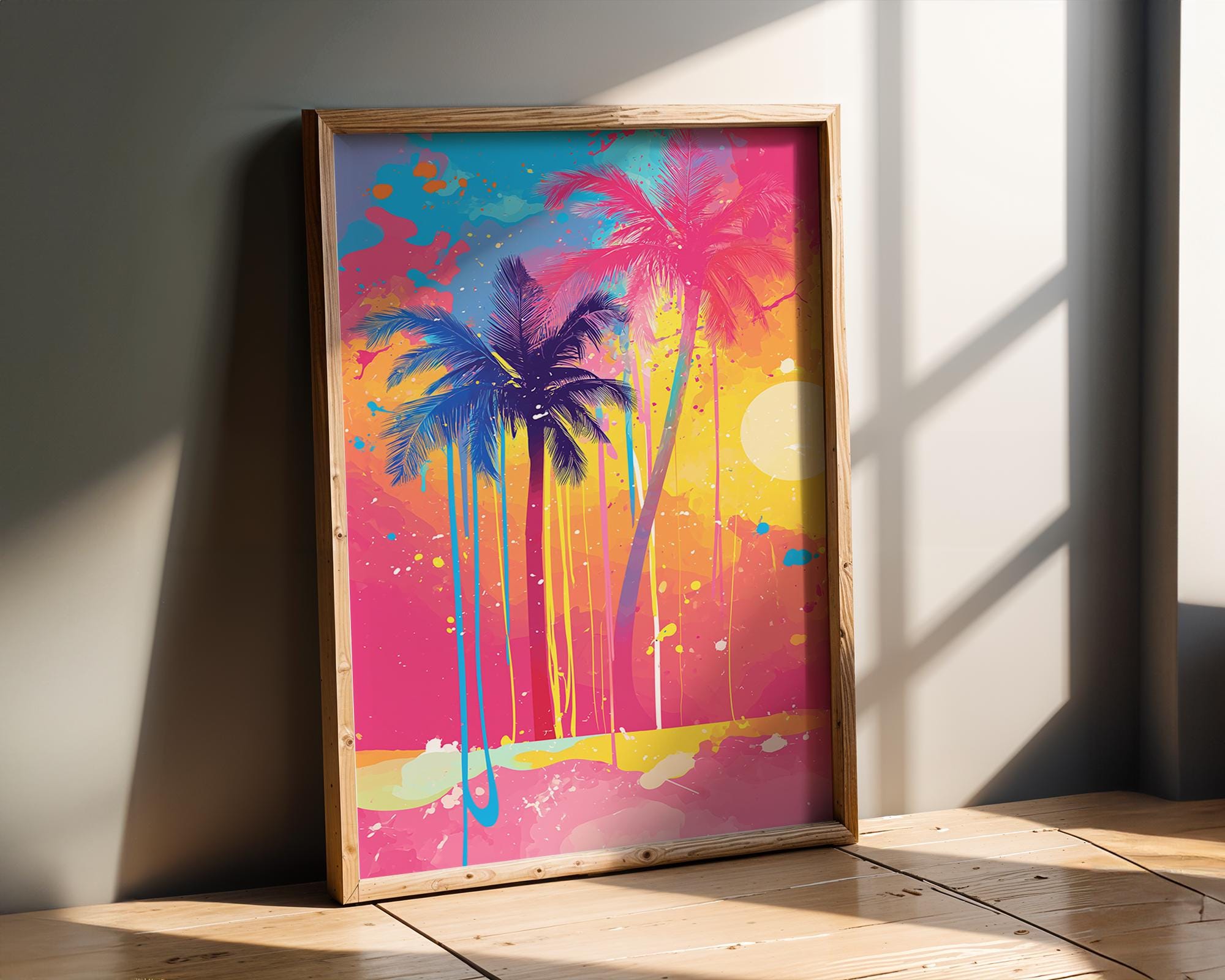 Modern Pop Art | Abstract Palm Tree Print | Colourful Sunset Beach wall art print, modern home decor, unframed artwork by Nomad & Nest