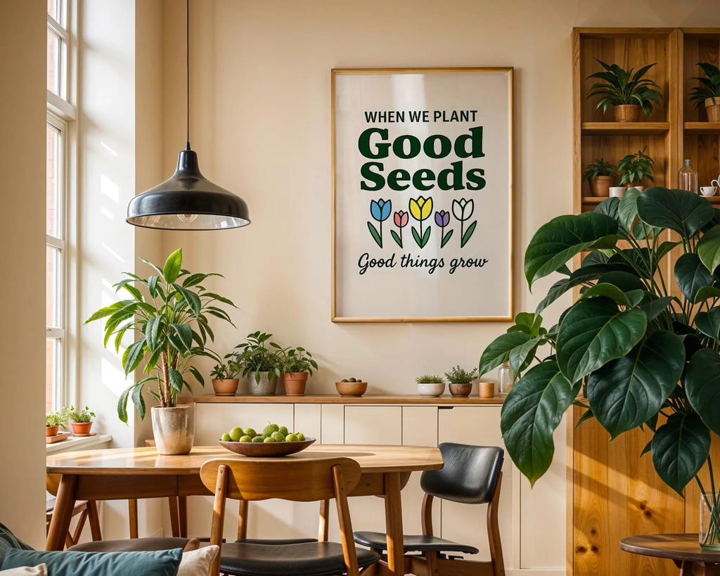 Positive Emotion | When We Plant Seeds Good Things Grow – Garden Quote wall art print, modern home decor, unframed artwork by Nomad & Nest