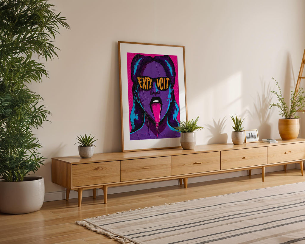 Modern Pop Art | Bold  Woman Portrait Print | Edgy Neon Street wall art print, modern home decor, unframed artwork by Nomad & Nest