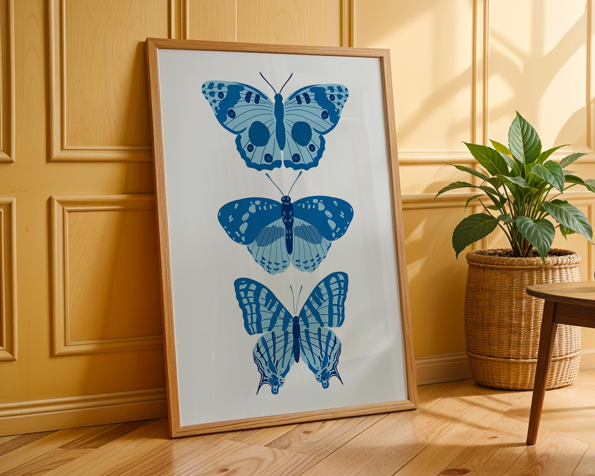 Blue Butterfly Print Set | Scandinavian Insect Wall Art wall art print, modern home decor, unframed artwork by Nomad & Nest