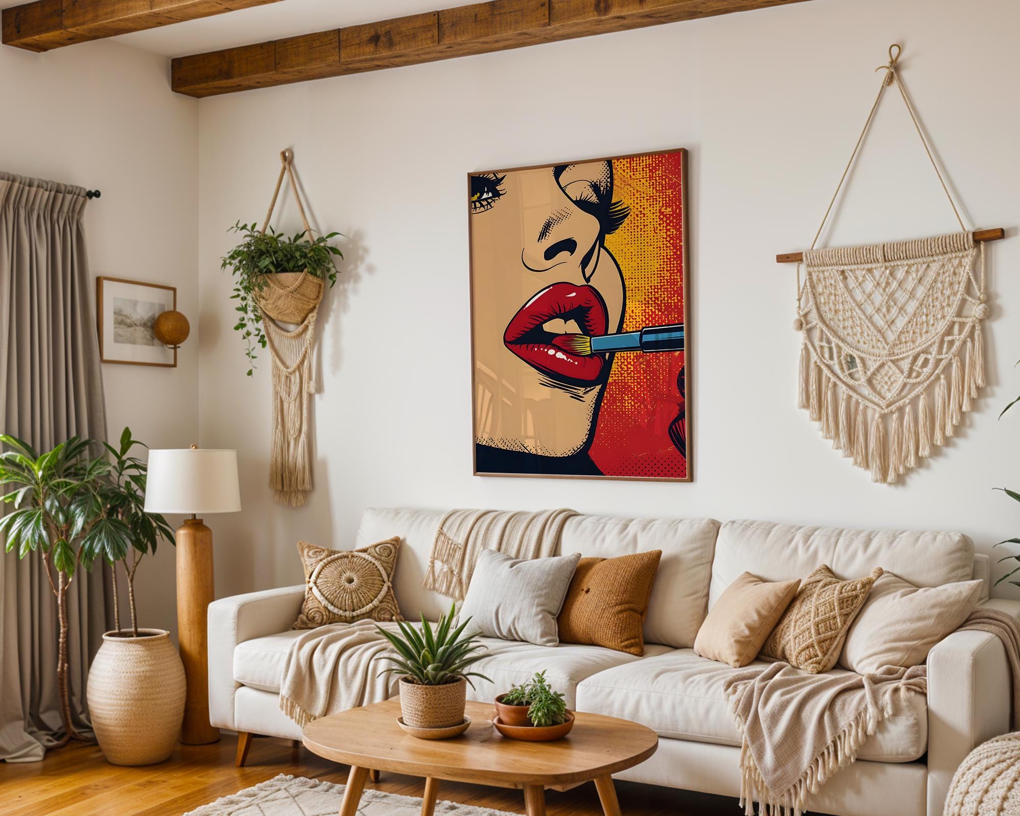 Modern Pop Art | Retro  Lipstick Print | Glam Red Lips, Feminine  Decor wall art print, modern home decor, unframed artwork by Nomad & Nest