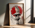 Japanese Poster | Owl Print – Red Sun, Zen Bird Art wall art print, modern home decor, unframed artwork by Nomad & Nest