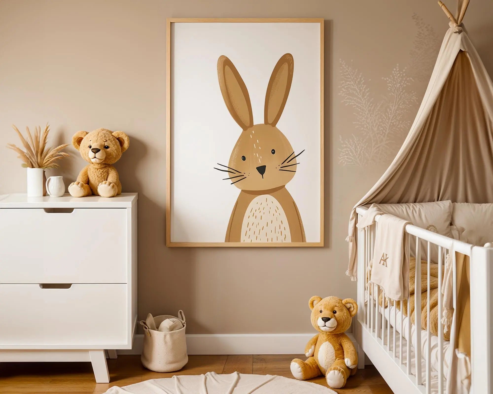 Playroom Ideas | Gentle Bunny Nursery Wall Art | Woodland Baby Room Print wall art print, modern home decor, unframed artwork by Nomad & Nest
