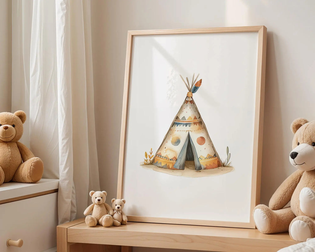 Playroom Ideas | Teepee Nursery Wall Art | Boho Tribal Tent Baby Decor wall art print, modern home decor, unframed artwork by Nomad & Nest