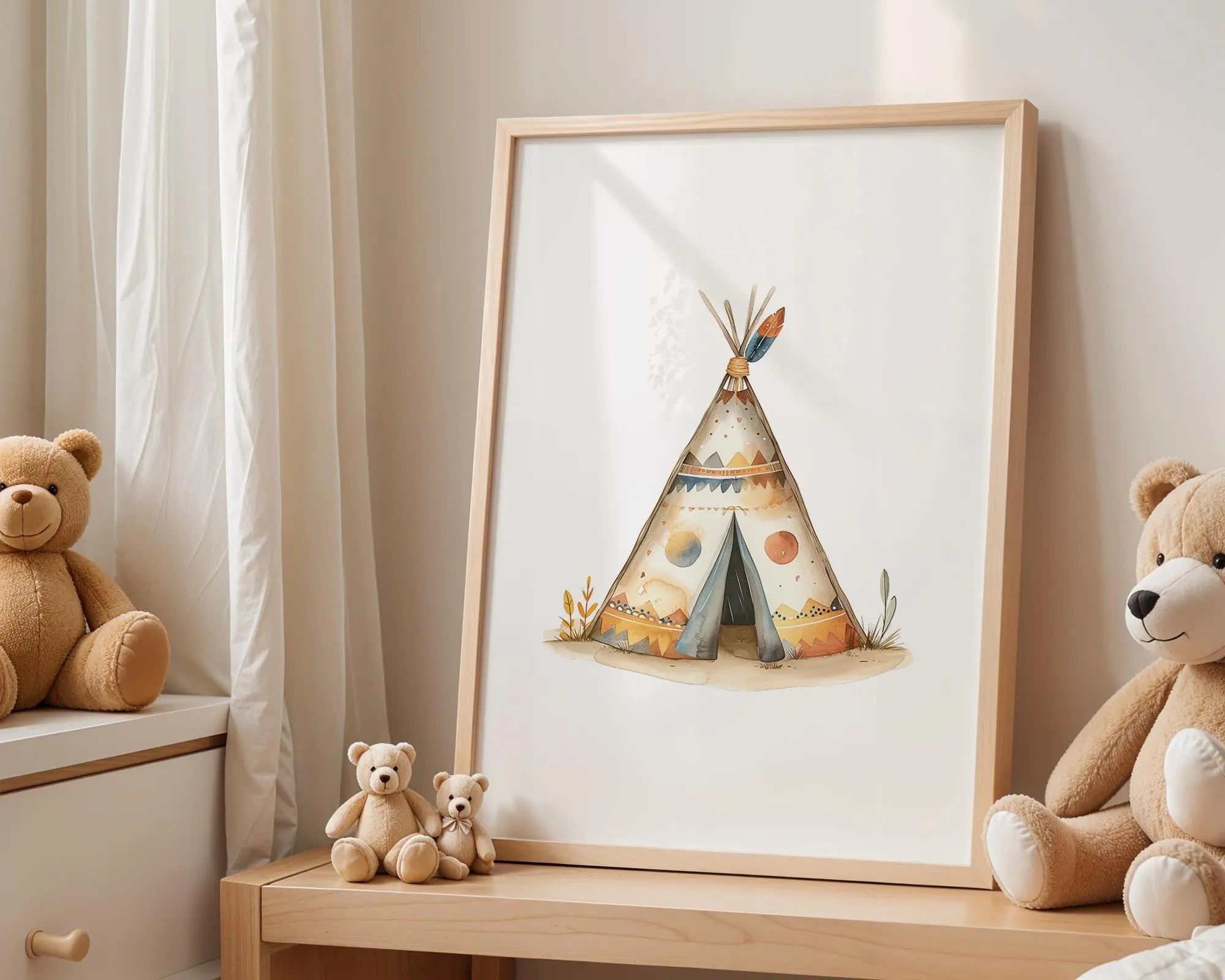 Playroom Ideas | Teepee Nursery Wall Art | Boho Tribal Tent Baby Decor wall art print, modern home decor, unframed artwork by Nomad & Nest