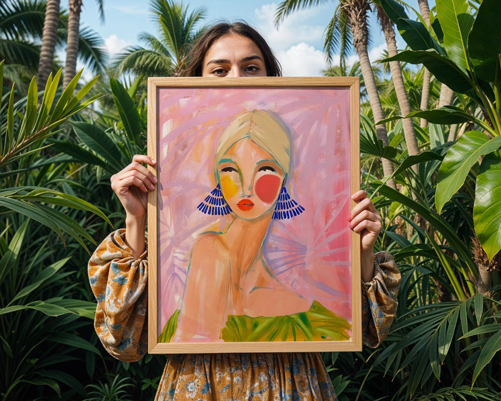 Colorful Woman Portrait Art Print | Modern Fashion Illustration wall art print, modern home decor, unframed artwork by Nomad & Nest