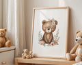 Playroom Ideas | Floral Bear Nursery Wall Art | Animal Baby Girl Print wall art print, modern home decor, unframed artwork by Nomad & Nest