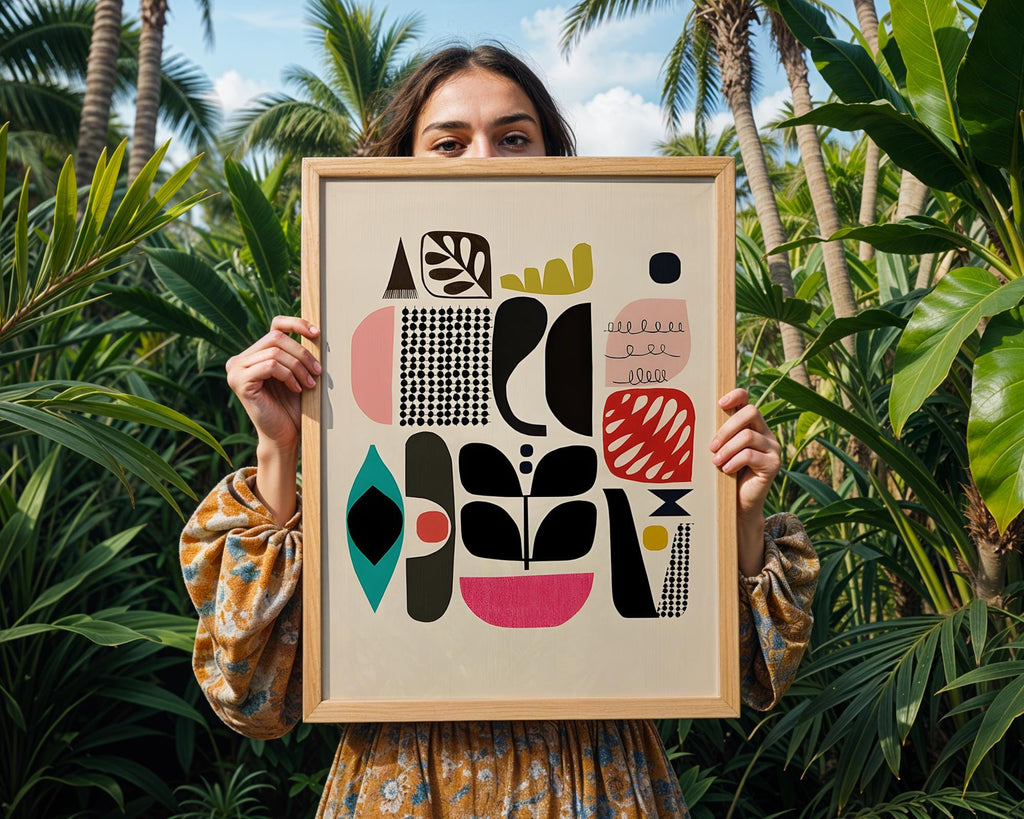 Mid-Century Modern Art Print | Colorful Abstract Geometric Shapes wall art print, modern home decor, unframed artwork by Nomad & Nest