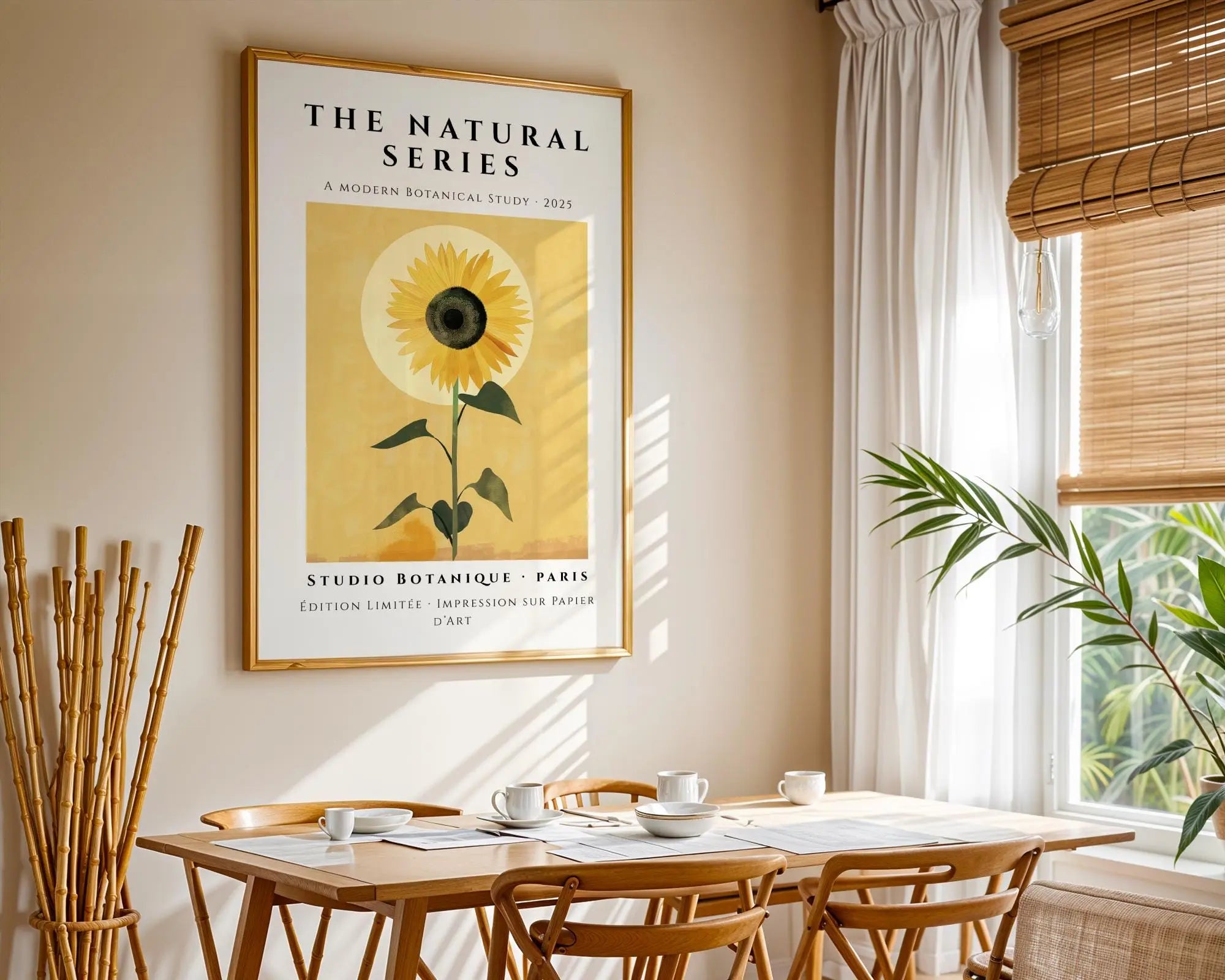 Minimalist Sunflower Art Print • Golden Yellow Botanical Wall Decor wall art print, modern home decor, unframed artwork by Nomad & Nest