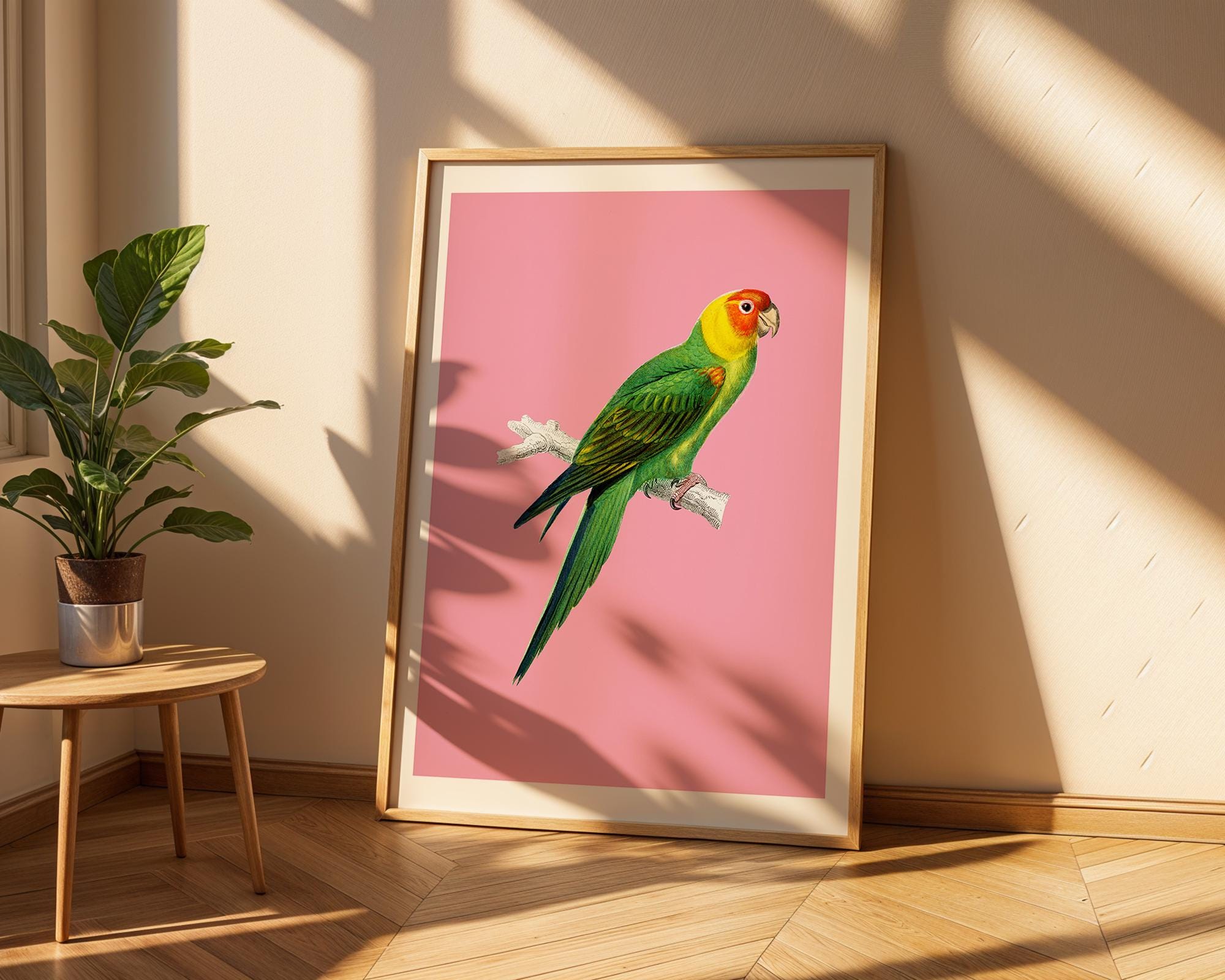 Green Parrot Wall Art | Tropical Bird Poster, Nature Print wall art print, modern home decor, unframed artwork by Nomad & Nest