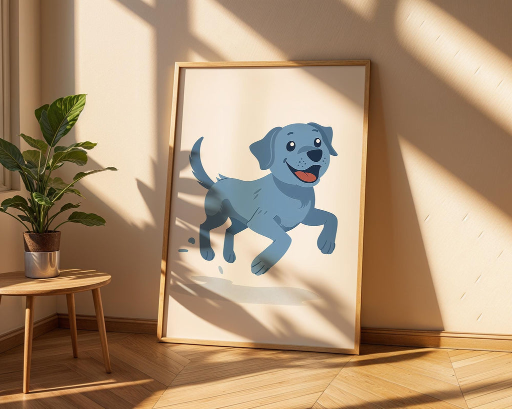 Blue Labrador Puppy Print, Nursery Kids Room Decor, Dog Lover Gift wall art print, modern home decor, unframed artwork by Nomad & Nest