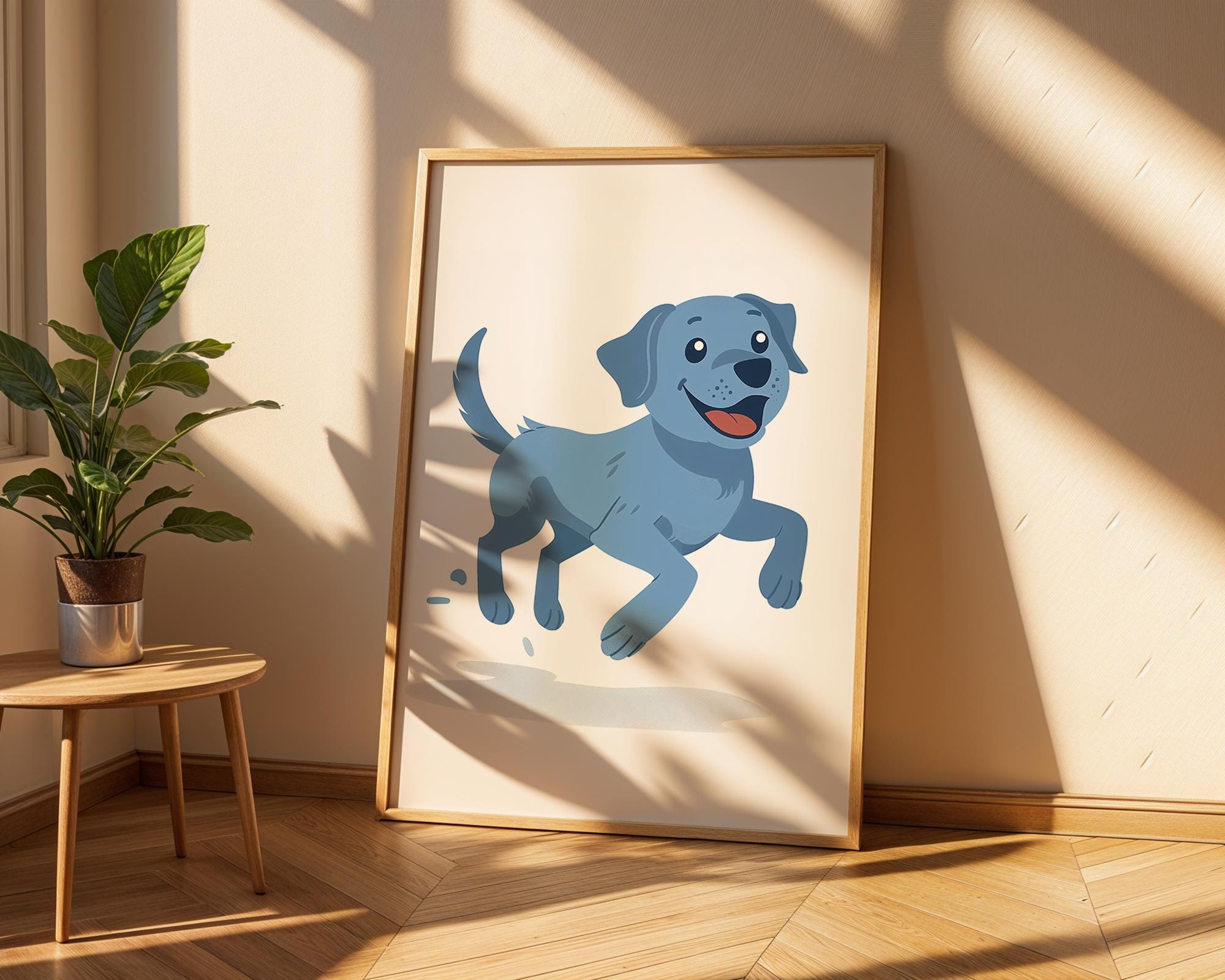 Blue Labrador Puppy Print, Nursery Kids Room Decor, Dog Lover Gift wall art print, modern home decor, unframed artwork by Nomad & Nest