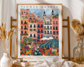 Barcelona Flower Market Print | Vintage Spanish Travel Poster wall art print, modern home decor, unframed artwork by Nomad & Nest