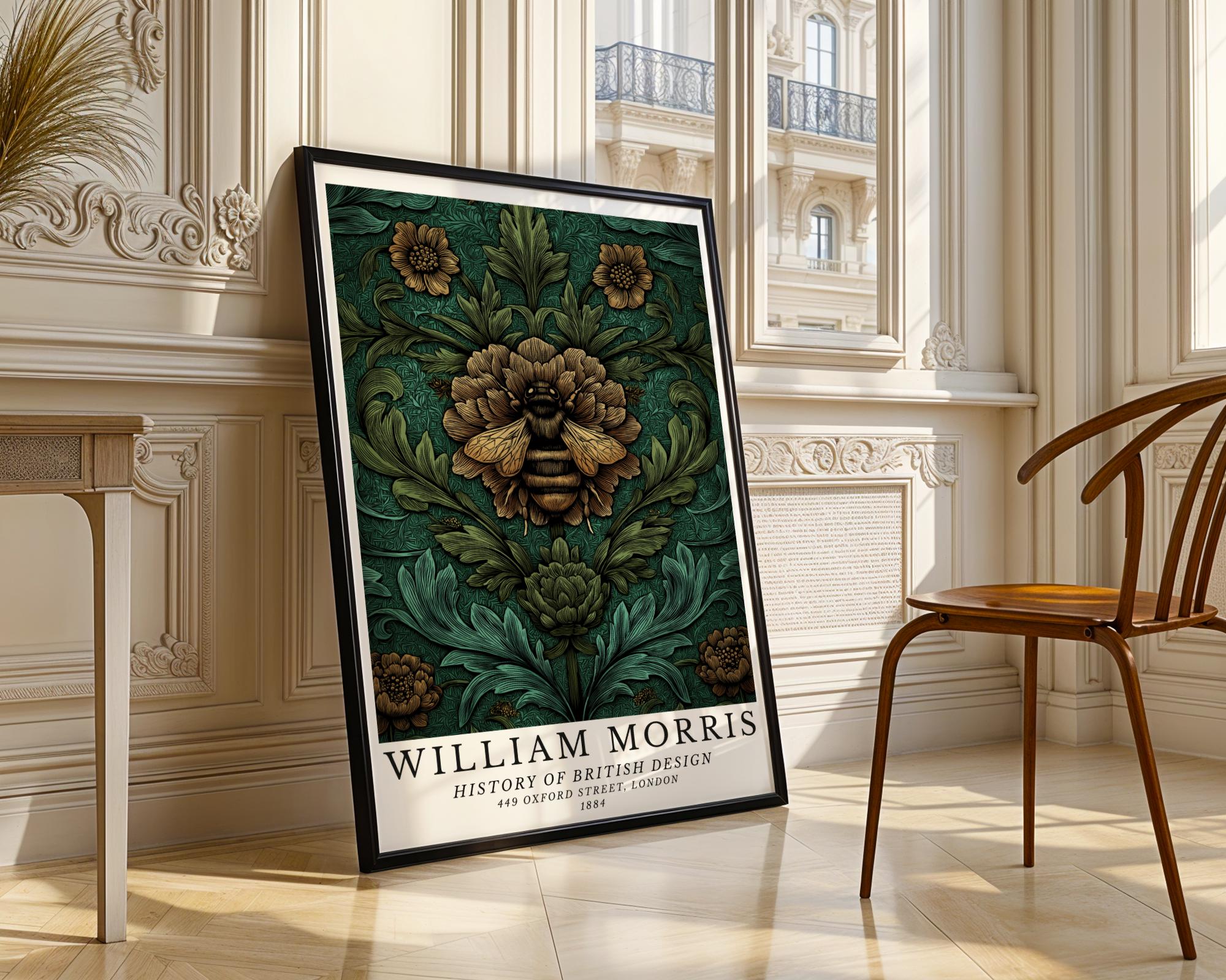 William Morris Print Bee  | Vintage Botanical Art Poster wall art print, modern home decor, unframed artwork by Nomad & Nest