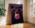 Colourful Prints | Bear Bubblegum Art Print | Funky Pink Glasses Animal Poster wall art print, modern home decor, unframed artwork by Nomad & Nest