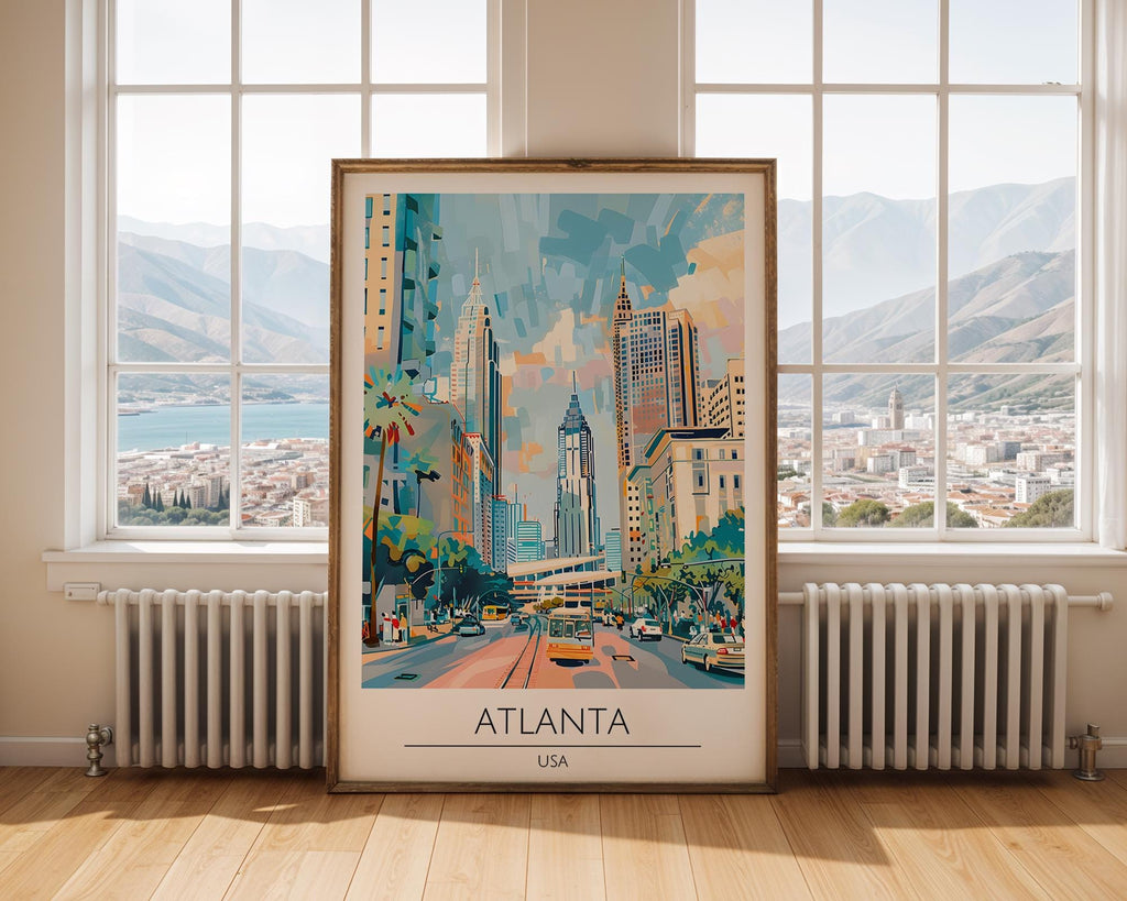 Atlanta Skyline Art Print | Colorful Southern USA Travel Poster wall art print, modern home decor, unframed artwork by Nomad & Nest