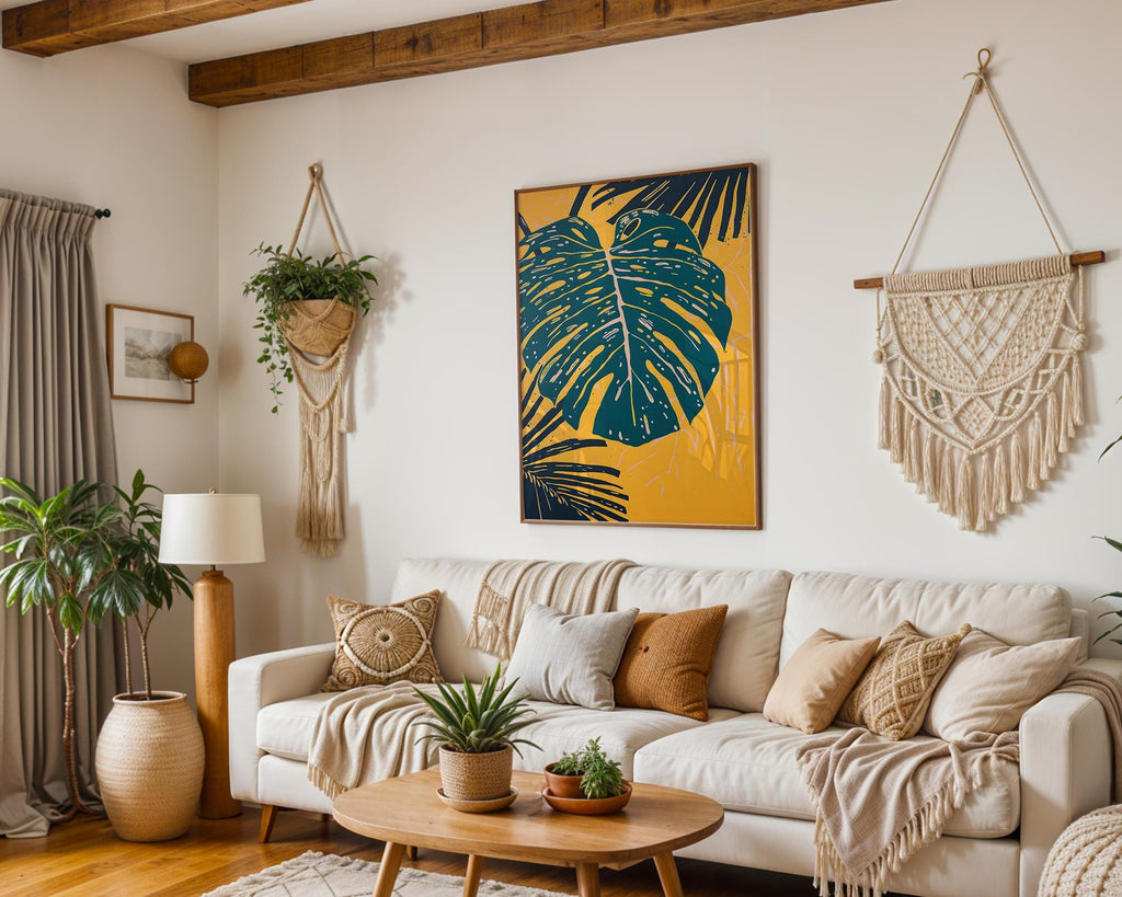 Modern Pop Art | Monstera Leaf  Print | Teal & Yellow Botanical  Decor wall art print, modern home decor, unframed artwork by Nomad & Nest