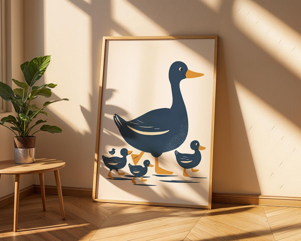 Mother Duck & Ducklings Art Print, Modern Nursery Decor wall art print, modern home decor, unframed artwork by Nomad & Nest