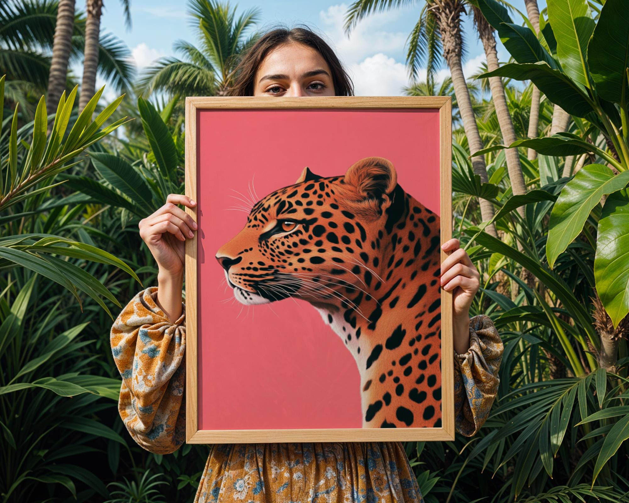 Pink Leopard Portrait Print | Modern Jungle Wall Art wall art print, modern home decor, unframed artwork by Nomad & Nest
