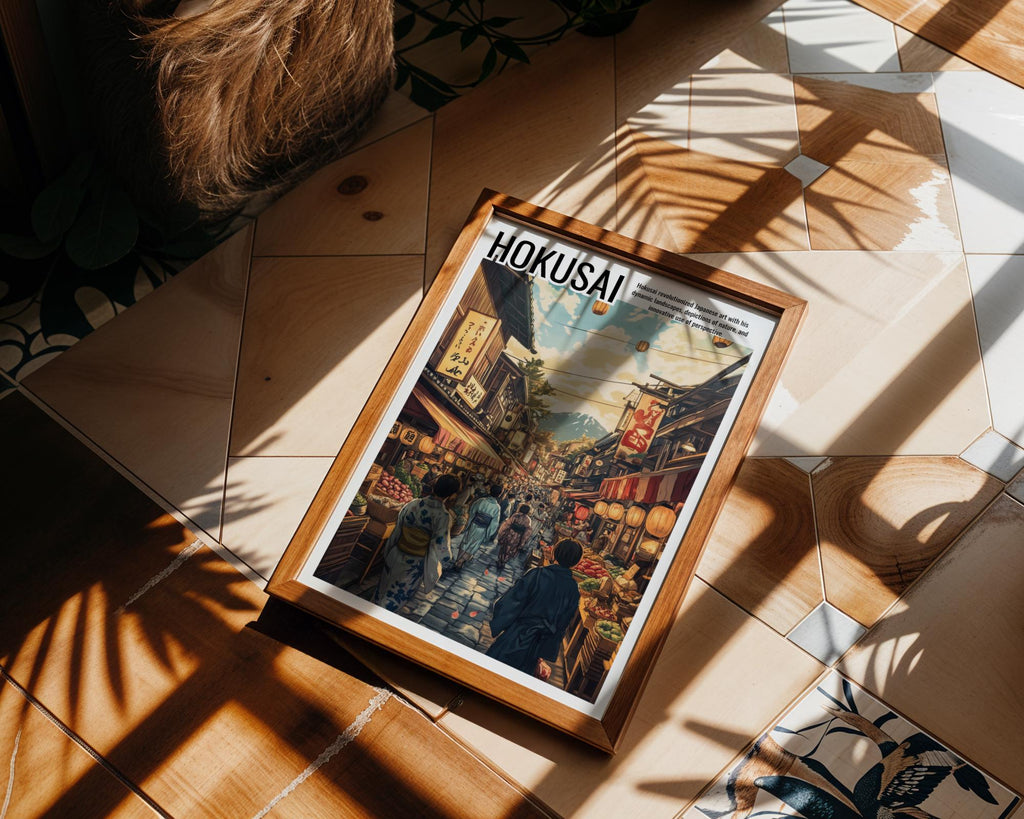 Japanese Poster | Street Market Print - Vintage Kyoto Scene, Hokusai Art wall art print, modern home decor, unframed artwork by Nomad & Nest