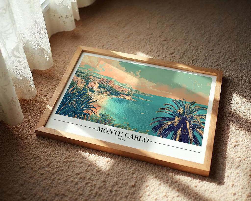Monte Carlo Travel Poster | French Riviera Vintage Coastal Print wall art print, modern home decor, unframed artwork by Nomad & Nest