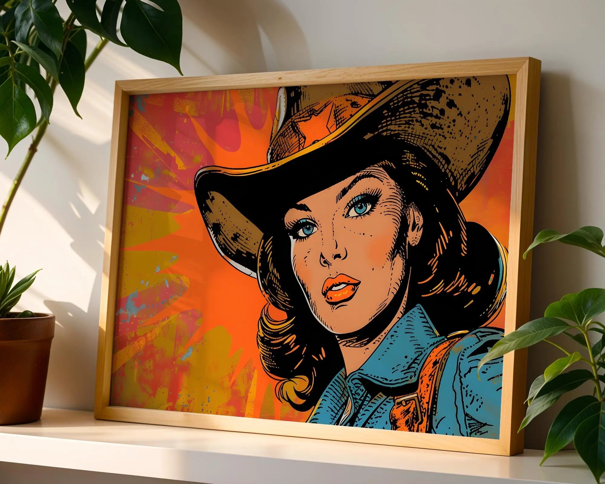 Modern Pop Art | Vintage Cowgirl  Print, Retro Western Home Decor wall art print, modern home decor, unframed artwork by Nomad & Nest