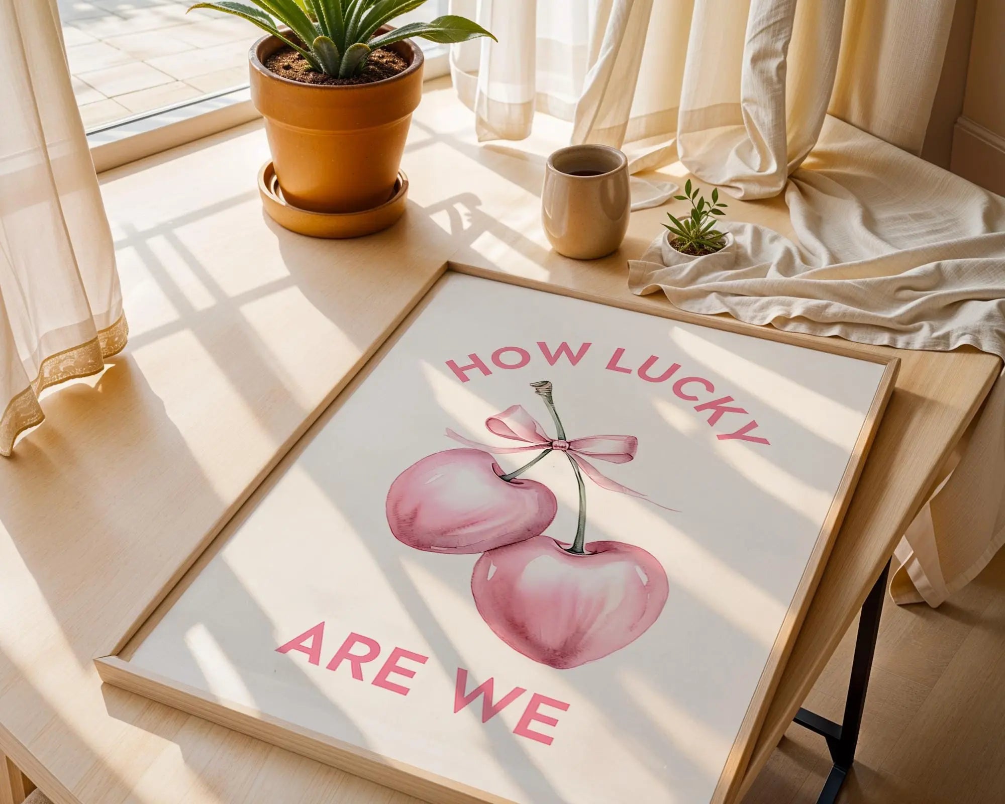 Pink Cherry Love Quote Art Print – Romantic Typography Wall Decor wall art print, modern home decor, unframed artwork by Nomad & Nest