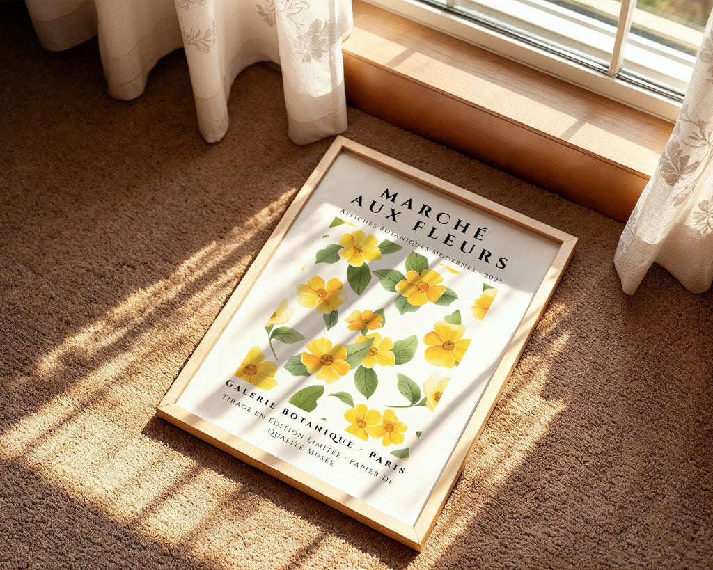 Yellow Floral Botanical Print | French Country Cottage Art wall art print, modern home decor, unframed artwork by Nomad & Nest