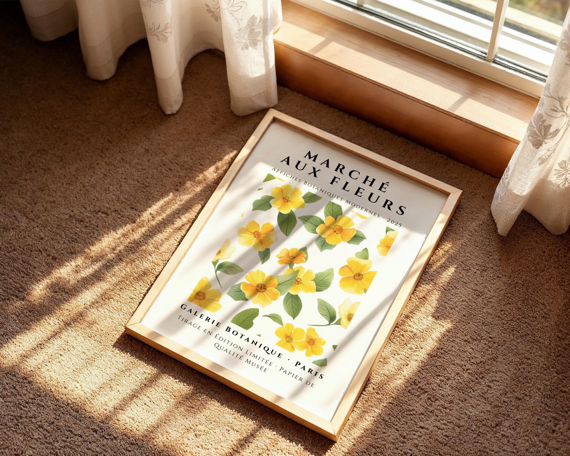 Yellow Floral Botanical Print | French Country Cottage Art wall art print, modern home decor, unframed artwork by Nomad & Nest