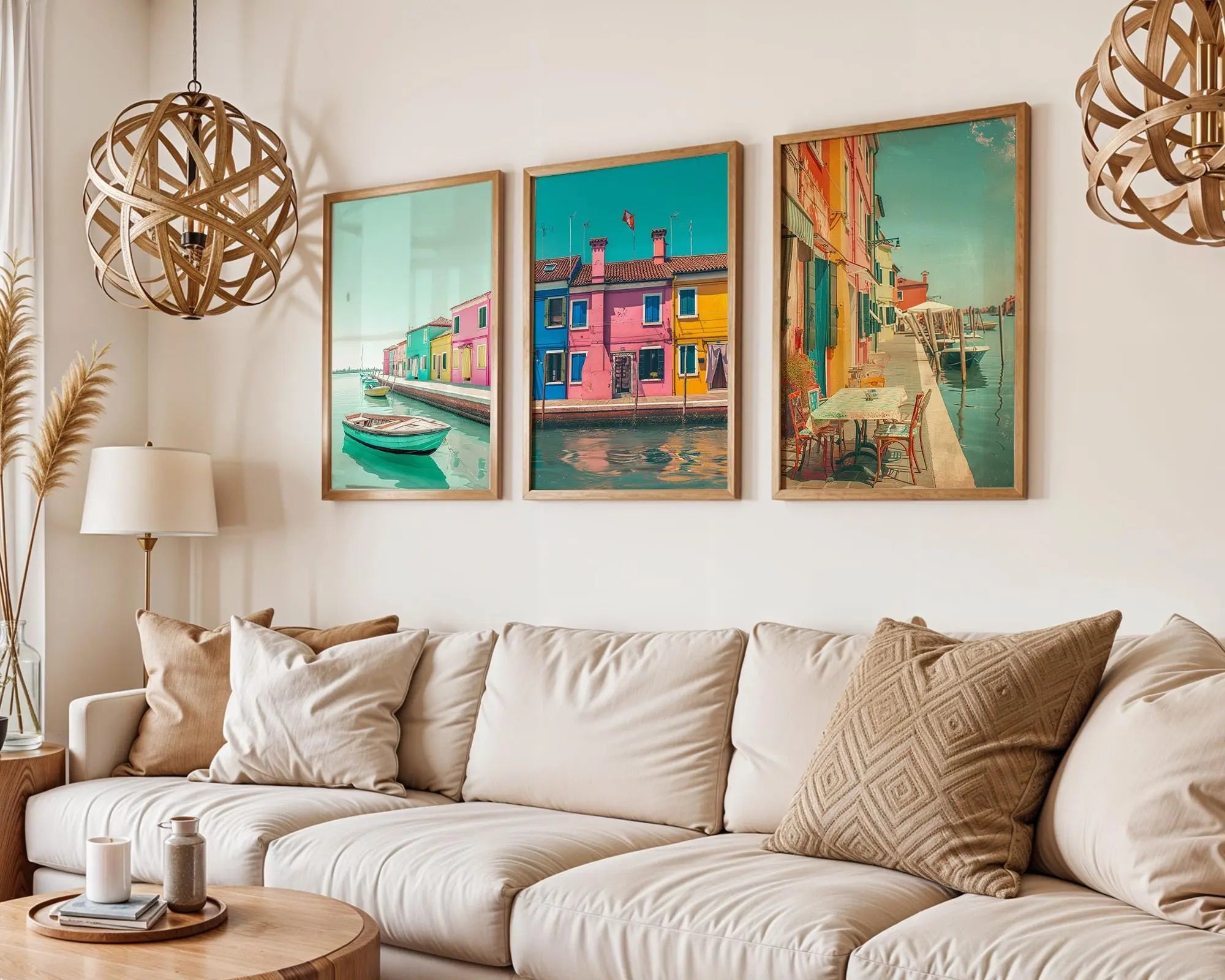 Colourful Prints | Venice Canal Print Set –  Italian Coastal Art Trio wall art print, modern home decor, unframed artwork by Nomad & Nest