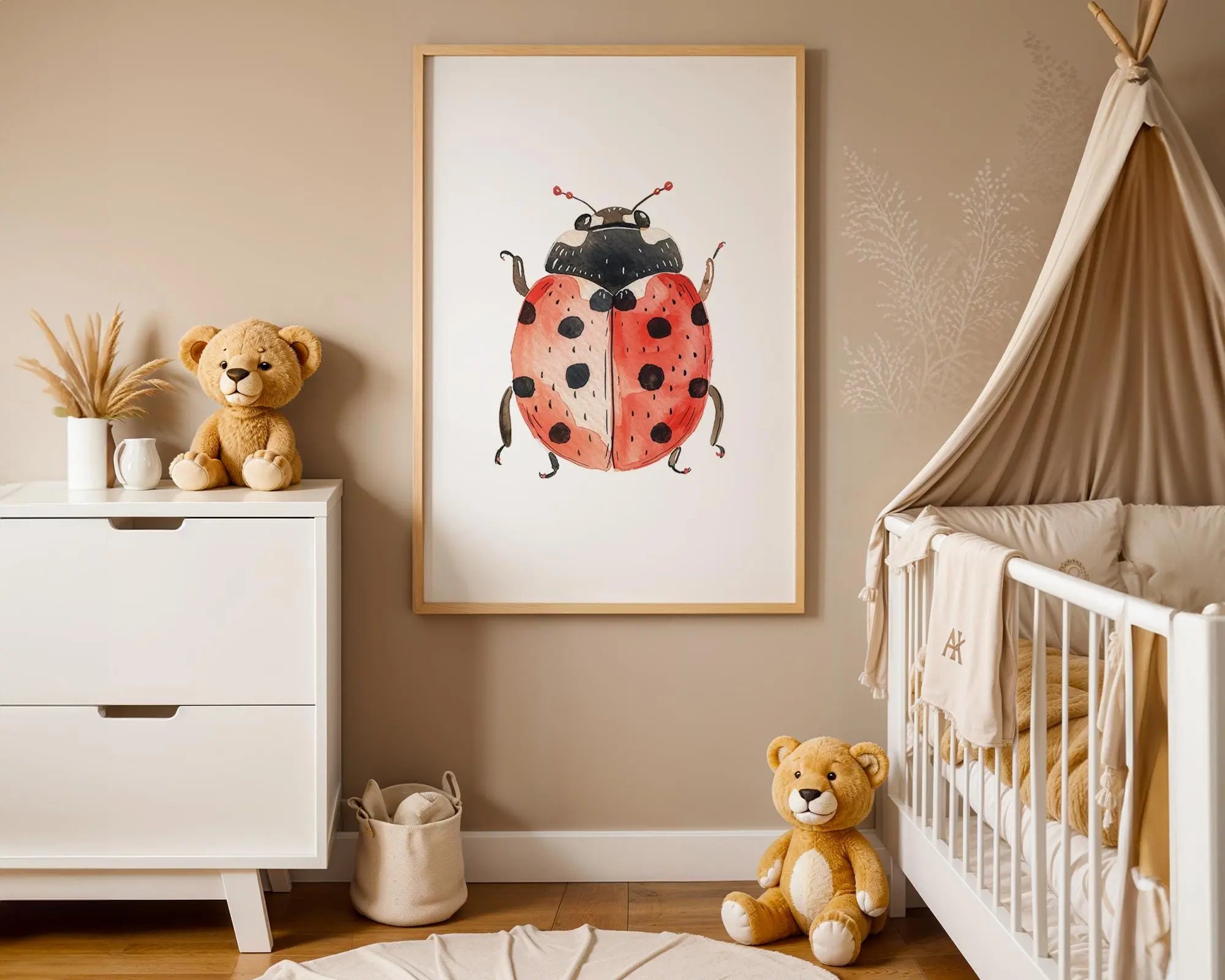 Playroom Ideas | Ladybug Nursery Wall Art | Red Beetle Insect Baby Decor wall art print, modern home decor, unframed artwork by Nomad & Nest