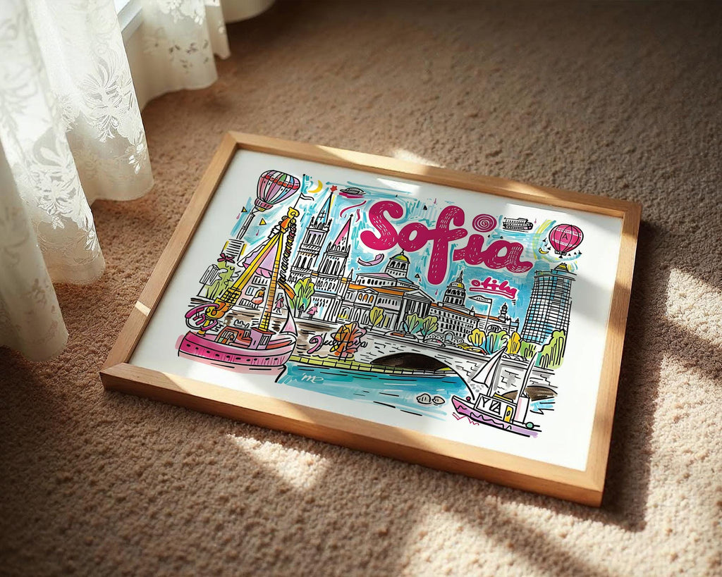 Sofia Bulgaria Art Print | Colorful European Travel Poster wall art print, modern home decor, unframed artwork by Nomad & Nest