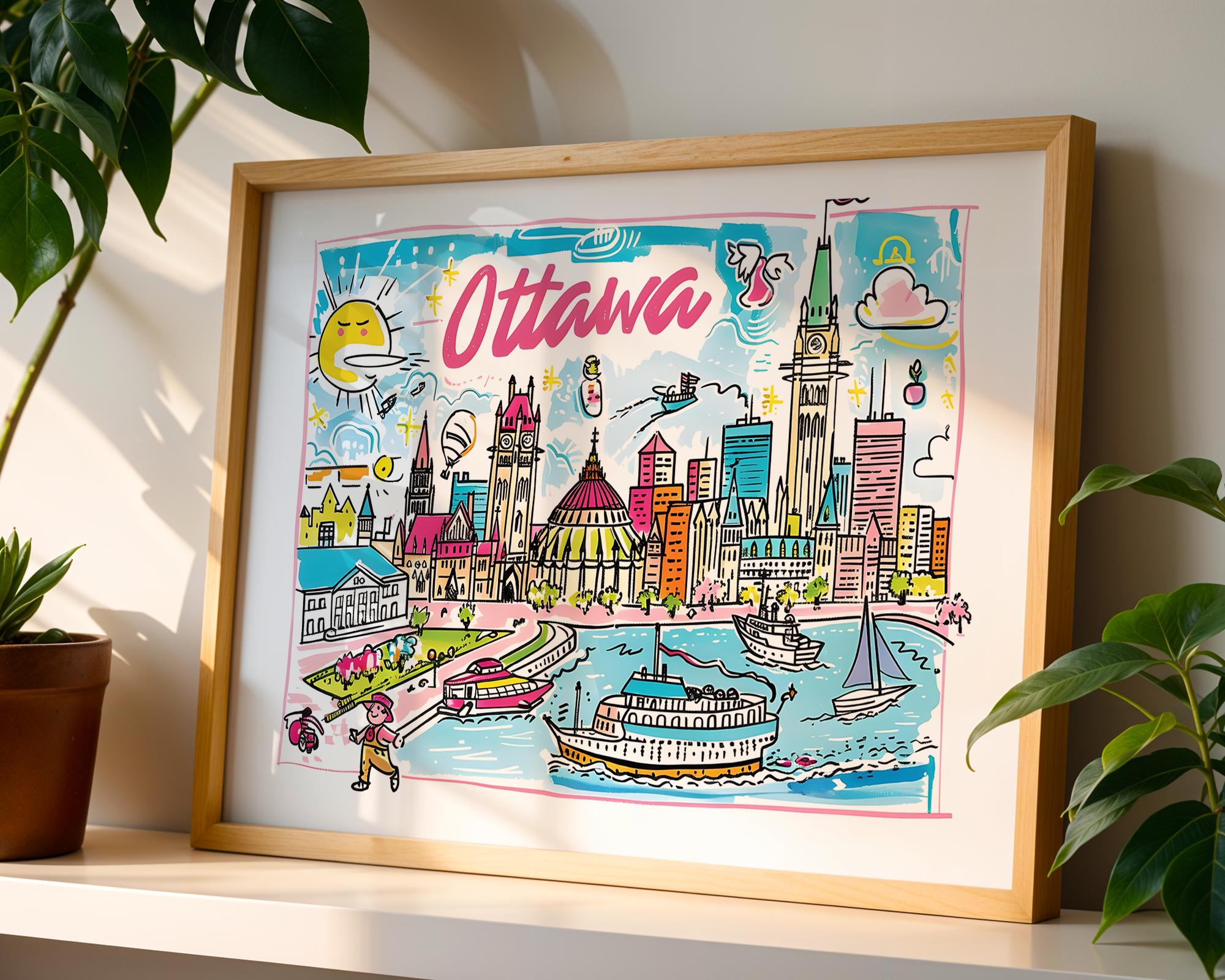 Ottawa Canada Art Print | Colorful City Travel Poster wall art print, modern home decor, unframed artwork by Nomad & Nest
