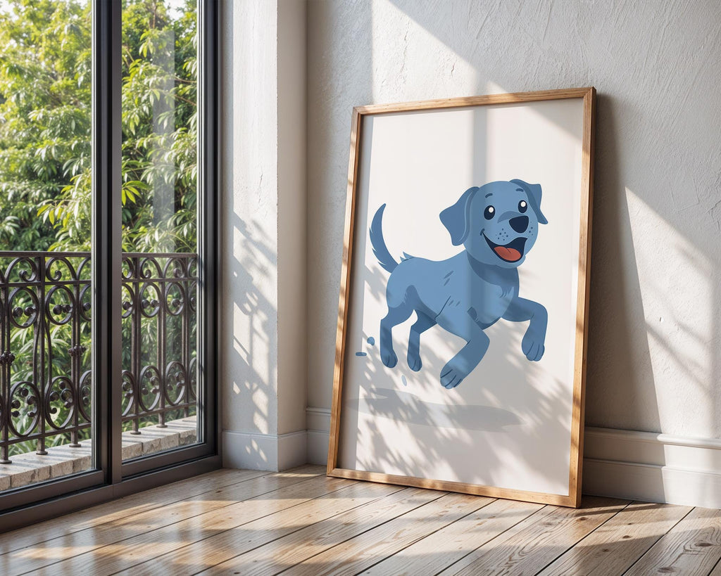 Blue Labrador Puppy Print, Nursery Kids Room Decor, Dog Lover Gift wall art print, modern home decor, unframed artwork by Nomad & Nest