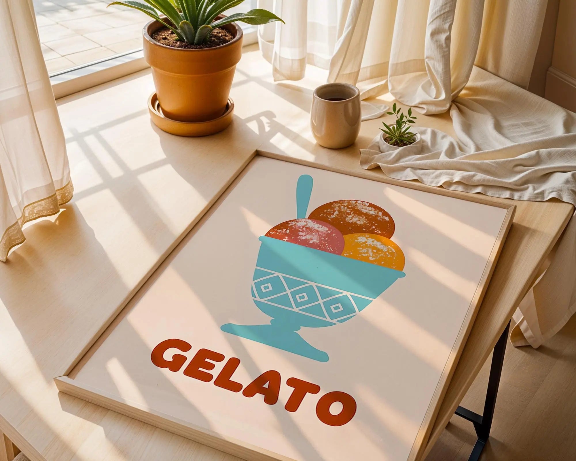 Gelato Art Print | Italian Dessert Illustration, Kitchen Decor wall art print, modern home decor, unframed artwork by Nomad & Nest