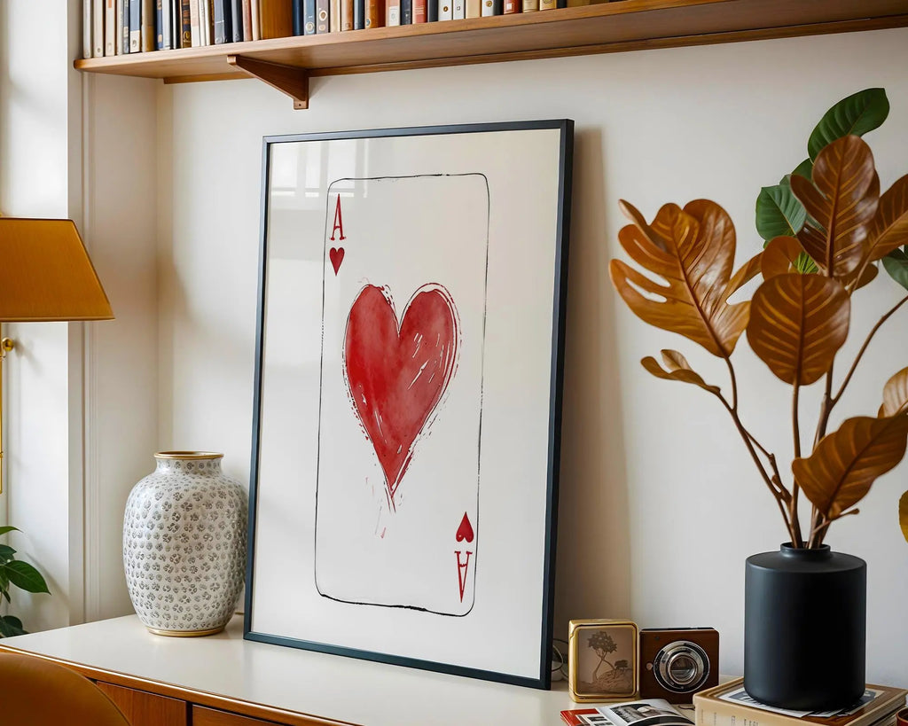 Ace of Hearts Art Print | Minimalist Love Illustration wall art print, modern home decor, unframed artwork by Nomad & Nest
