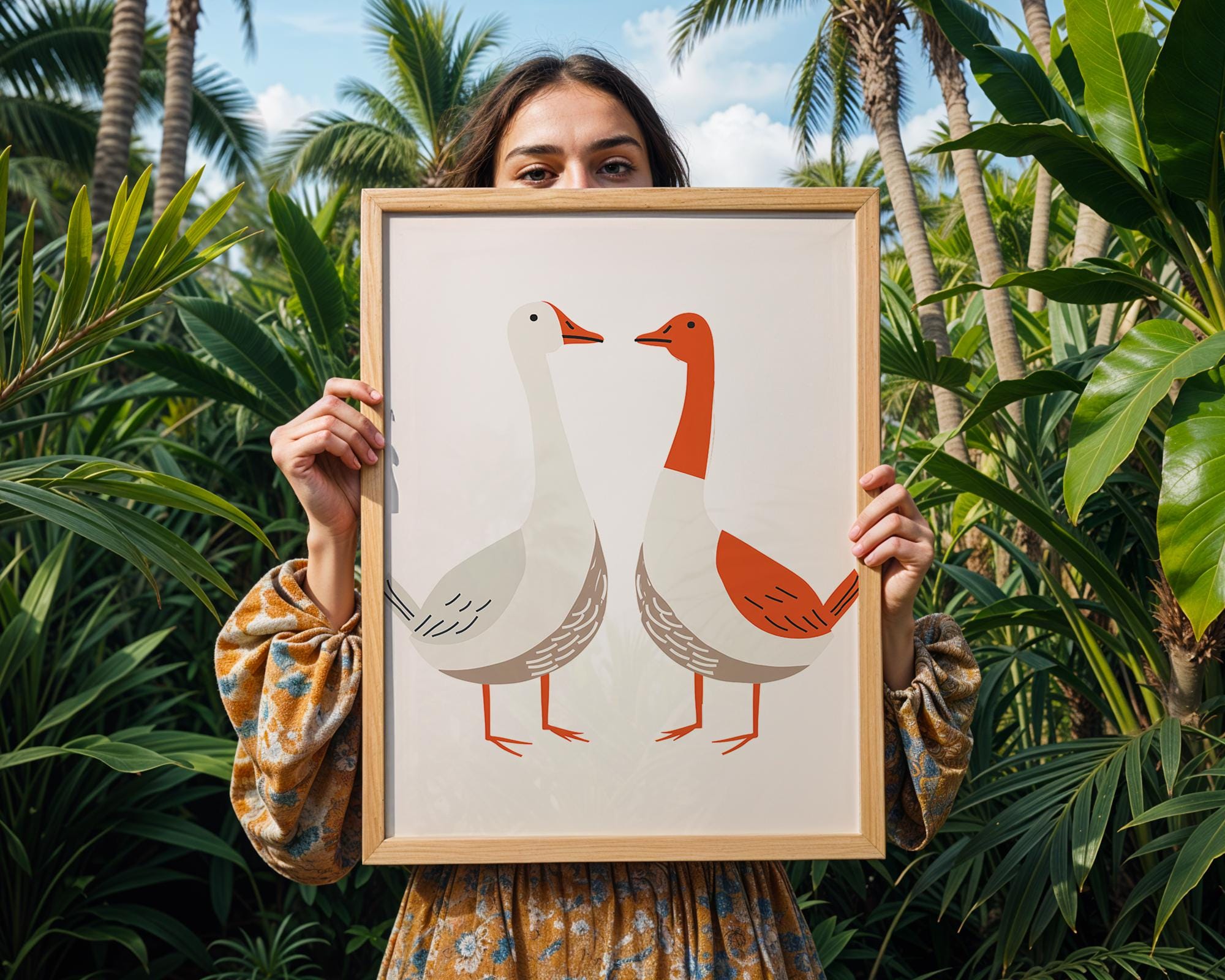 Geese Art Print | Scandinavian Nursery Decor, Bird Poster wall art print, modern home decor, unframed artwork by Nomad & Nest