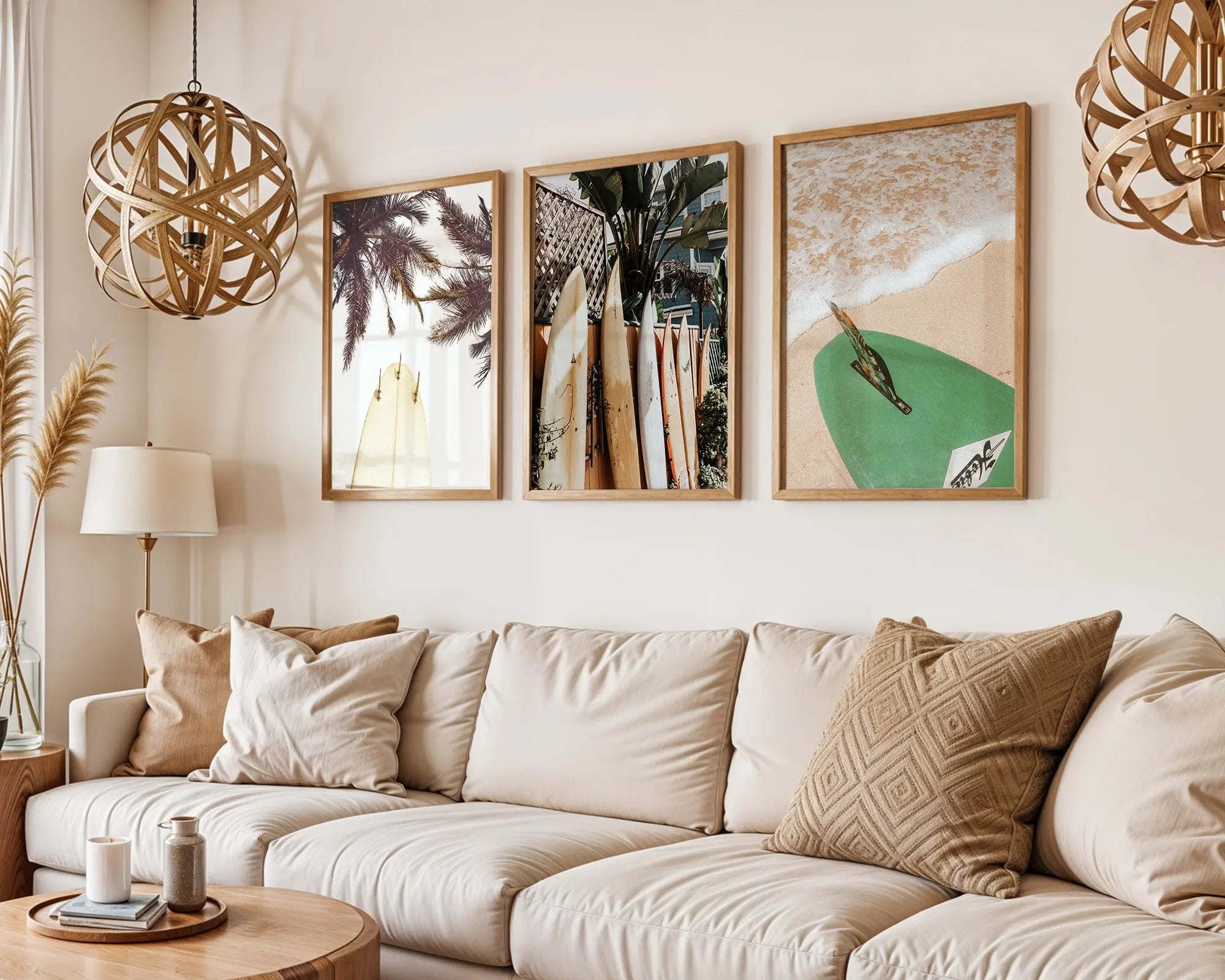 Colourful Prints | Surfboard Photography Print Set, Coastal Living Room Wall Art (Set of 3) wall art print, modern home decor, unframed artwork by Nomad & Nest