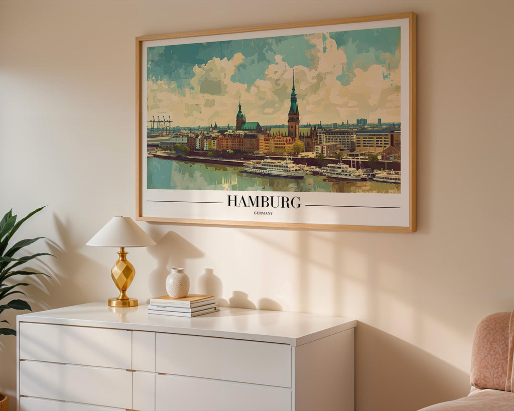Hamburg Germany Poster | Vintage City Skyline Art Print wall art print, modern home decor, unframed artwork by Nomad & Nest
