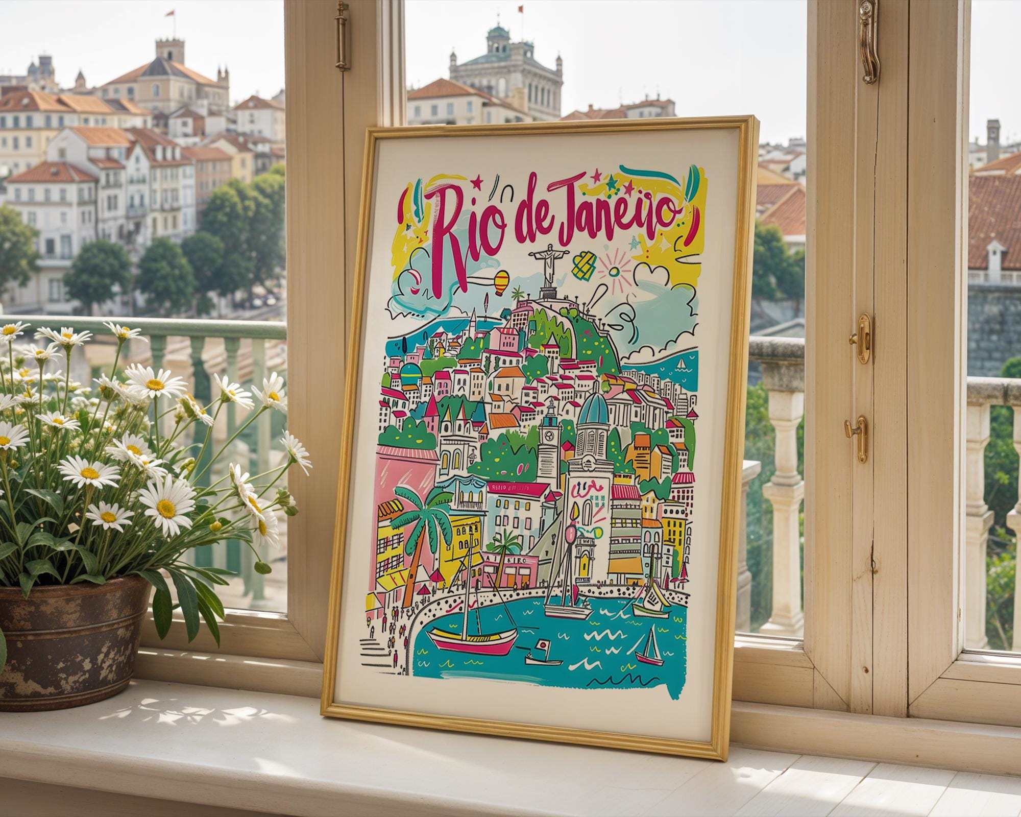 Rio de Janeiro Art Print | Colorful Brazil Travel Poster wall art print, modern home decor, unframed artwork by Nomad & Nest