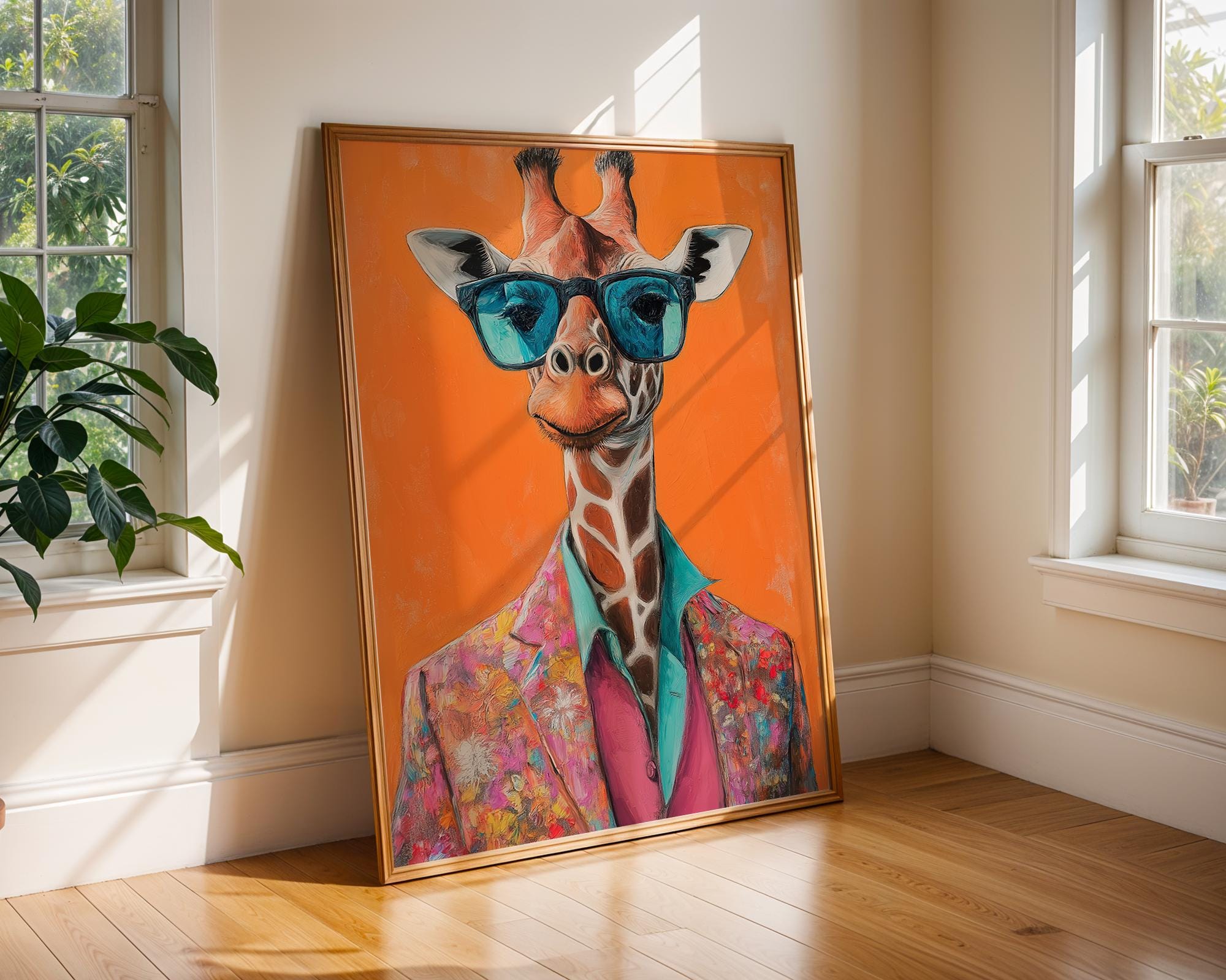 Giraffe in Sunglasses Wall Art | Retro Pop Print wall art print, modern home decor, unframed artwork by Nomad & Nest