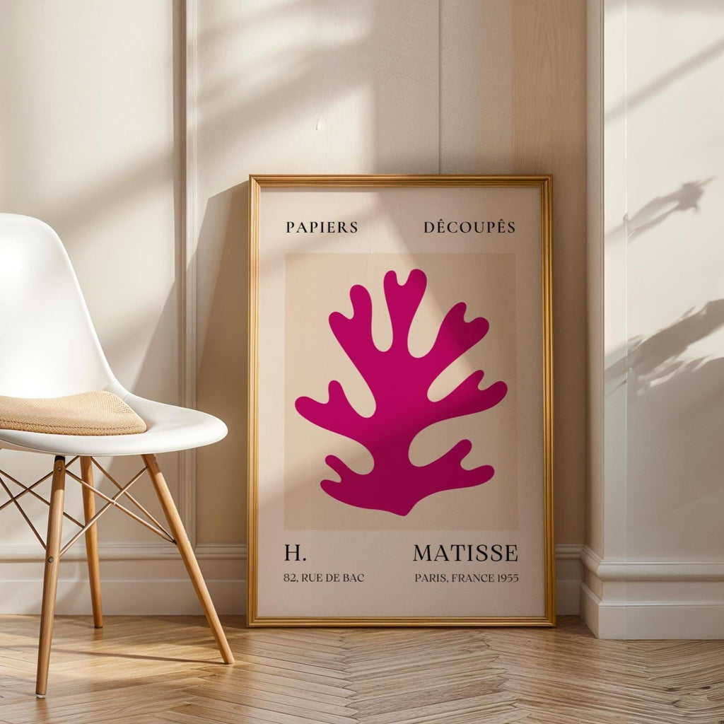 Henri Matisse Print | Coral  | Magenta Abstract Cut-Out, Minimalist Wall Art wall art print, modern home decor, unframed artwork by Nomad & Nest
