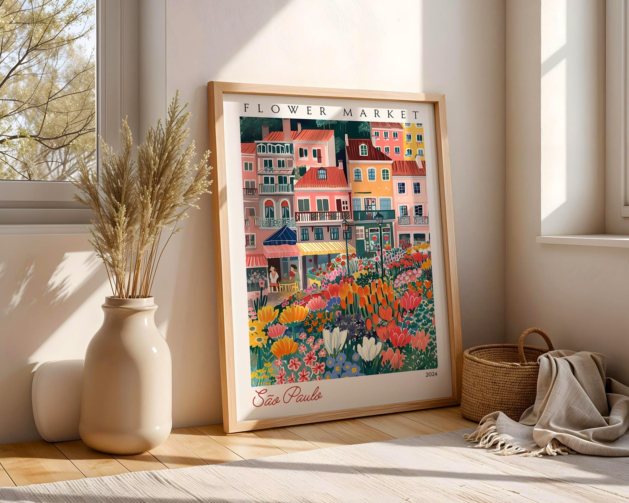 São Paulo Flower Market Print | Brazil Travel Poster wall art print, modern home decor, unframed artwork by Nomad & Nest