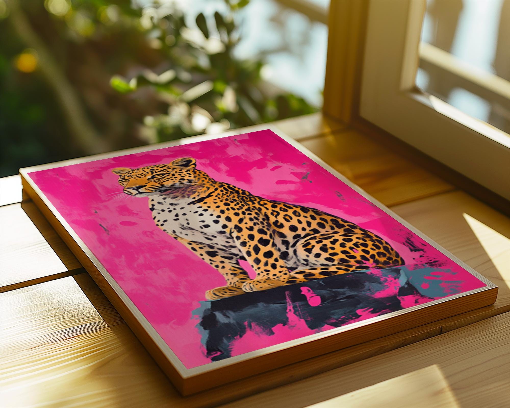 Pink Leopard Art Print | Modern Jungle Animal Poster wall art print, modern home decor, unframed artwork by Nomad & Nest