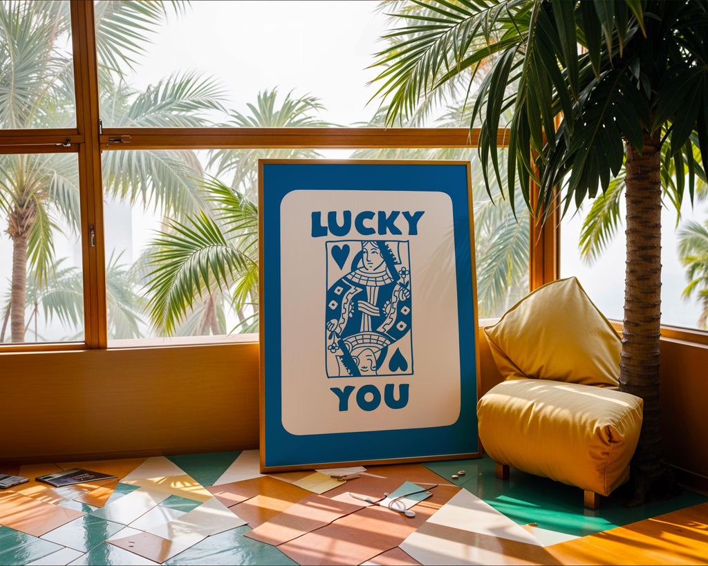 Lucky You Playing Card Print | Retro Pop Art Poster wall art print, modern home decor, unframed artwork by Nomad & Nest